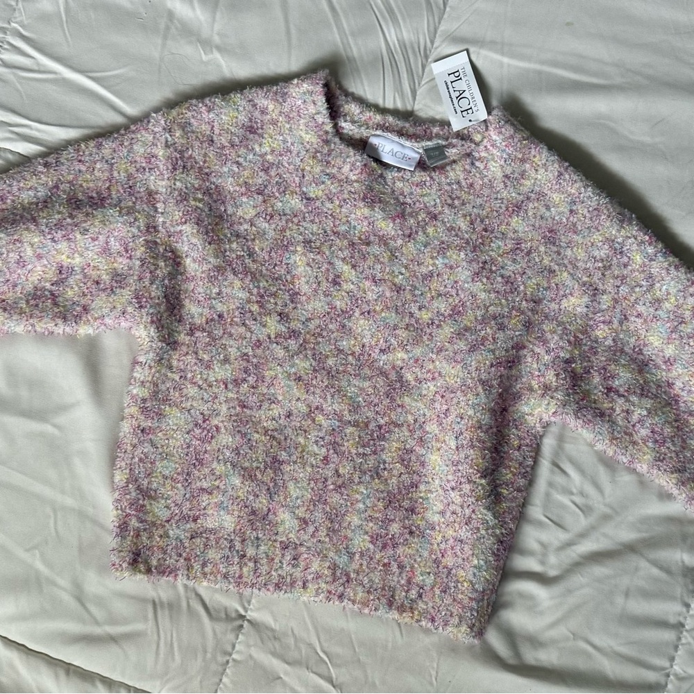 NWT The Children’s Place Girls Fuzzy Confetti Sweater M 7/8 $39.95 Retail